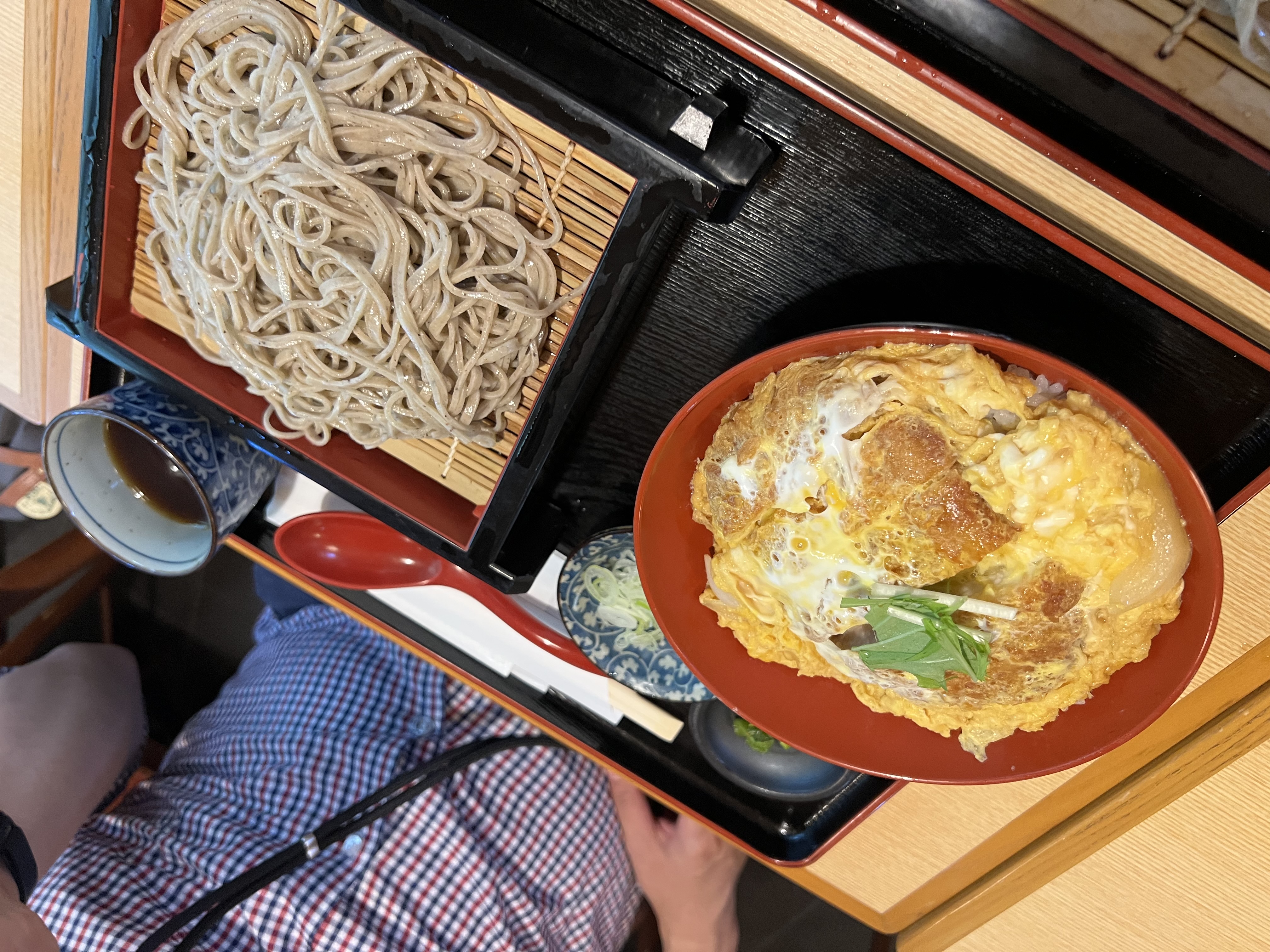 Soba and katsudon set meal at a small restaurant in Kamakura